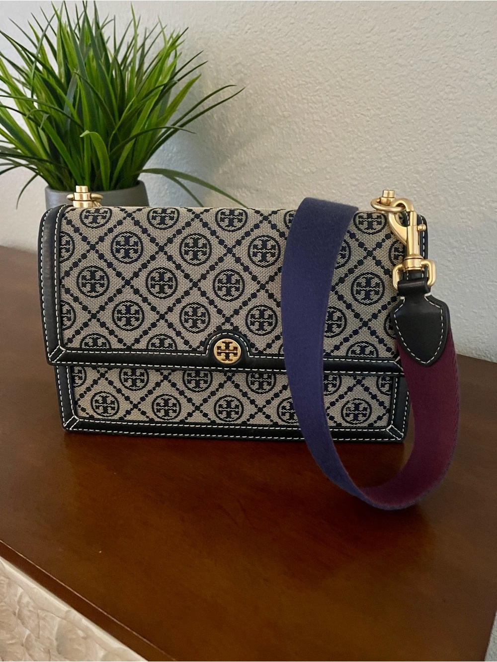 Tory Burch Monogrammed Jaquard Shoulder Bag